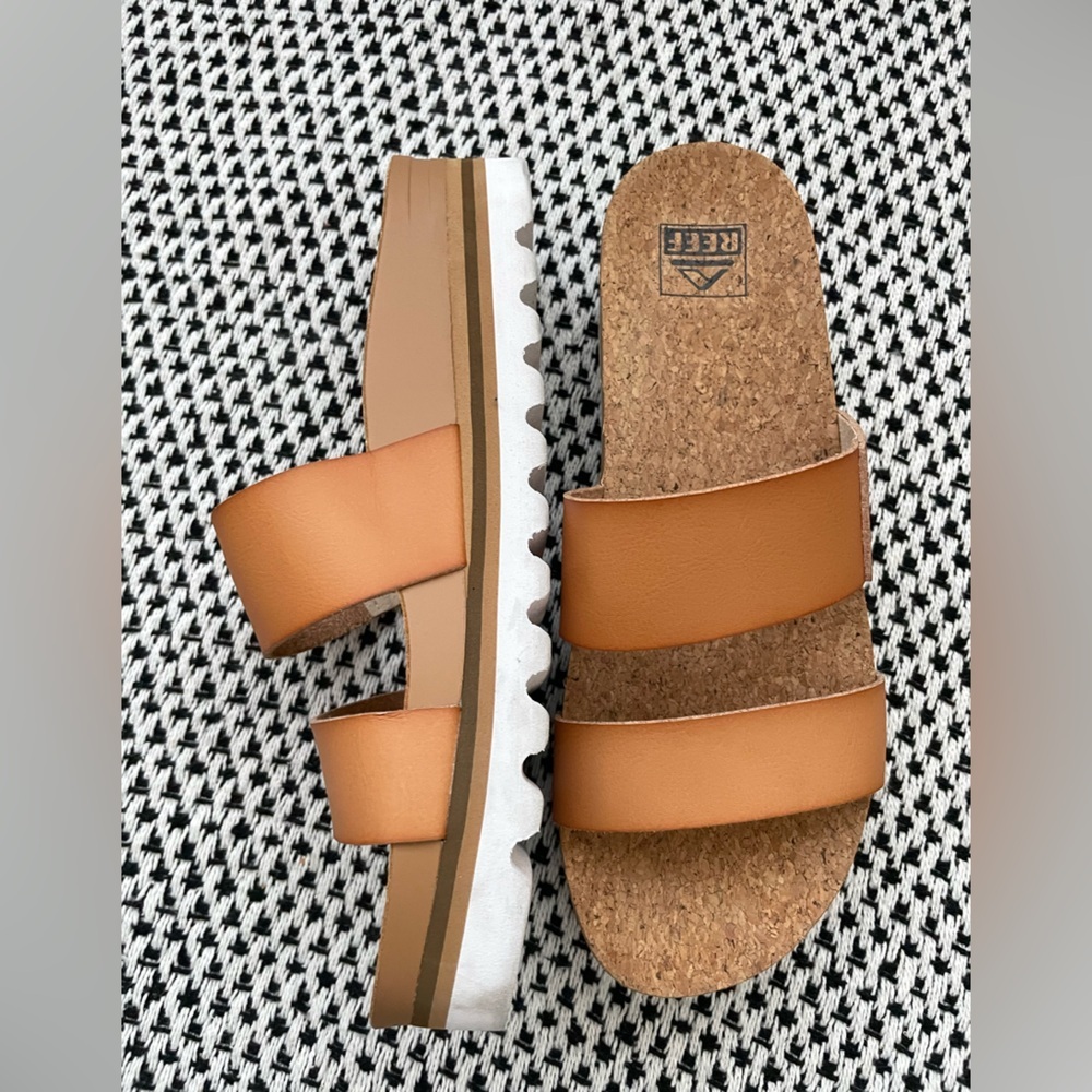 Reef Cushion Vista Hi High Slide Sandals Platform Natural Size 9
